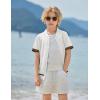 Arshiner Boys Knit Shirts Short Sleeve Button Down Shirt Vintage Fashion Casual Summer Beach Shirts for Kids 4-13 Years(White)