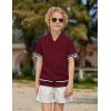 Arshiner Boys Knit Shirts Short Sleeve Button Down Shirt Vintage Fashion Casual Summer Beach Shirts for Kids 4-13 Years(Wine Red)