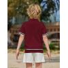Arshiner Boys Knit Shirts Short Sleeve Button Down Shirt Vintage Fashion Casual Summer Beach Shirts for Kids 4-13 Years(Wine Red)