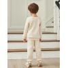 Arshiner Boys Long Sleeve Fleece Sweatshirt and Pants Set 2 Piece Fall Winter Clothes Toddler to Little Kid 2-8 Years(Apricot)