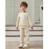 Arshiner Boys Long Sleeve Fleece Sweatshirt and Pants Set 2 Piece Fall Winter Clothes Toddler to Little Kid 2-8 Years(Apricot)
