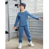 Arshiner Boys Long Sleeve Fleece Sweatshirt and Pants Set 2 Piece Fall Winter Clothes Toddler to Little Kid 2-8 Years(Blue)