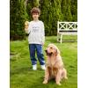 Arshiner Boys Long Sleeve Fleece Sweatshirt and Pants Set 2 Piece Fall Winter Clothes Toddler to Little Kid 2-8 Years(White&blue)