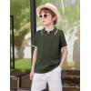 Arshiner Boys Polo Shirts Short Sleeve Vintage Knit Golf Shirts School Uniform Shirt Kids Casual Tee Tops for 4-14 Years(Army Green)