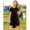 Arshiner Girl Short Sleeve A Line Skater Casual Twirly Casual Dress