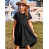 Arshiner Girl Short Sleeve A Line Skater Casual Twirly Casual Dress
