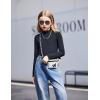 Arshiner Girls 2 Packs Lettuce Trim Mock Neck Long Sleeve Shirts Ribbed Knit Slim Tops Casual Trendy Base Layer Tee(Black/Black)