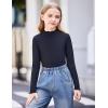 Arshiner Girls 2 Packs Lettuce Trim Mock Neck Long Sleeve Shirts Ribbed Knit Slim Tops Casual Trendy Base Layer Tee(Black/Black)