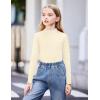 Arshiner Girls 2 Packs Lettuce Trim Mock Neck Long Sleeve Shirts Ribbed Knit Slim Tops Casual Trendy Base Layer Tee(White/Beige)