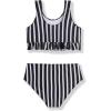Arshiner Girls Bikini Beach Swimwear 2 Piece Swimsuits Floral Printing Bathing Suits for 4-15 Years(Black White Stripes)
