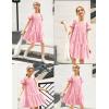 Arshiner Girls Dress Puff Sleeve A-Line Classic Elegant Beach Ruffled Loose Tiered Ruffle Casual Dresses Square Neck(Pink)