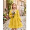Arshiner Girls Dresses Long Sleeve Square Neck Swiss Dot Flowy Casual Party Dress(Yellow)