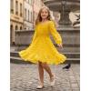 Arshiner Girls Dresses Long Sleeve Square Neck Swiss Dot Flowy Casual Party Dress(Yellow)