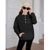 Arshiner Girls Fleece Pullover Hooded Sweatshirt Colorblock Sherpa Hoodie for Teen Girl Winter Button Jacket Coat with Pocket(Black)