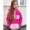 Arshiner Girls Fleece Pullover Hooded Sweatshirt Colorblock Sherpa Hoodie for Teen Girl Winter Button Jacket Coat with Pocket(Deep Pink)