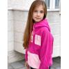 Arshiner Girls Fleece Pullover Hooded Sweatshirt Colorblock Sherpa Hoodie for Teen Girl Winter Button Jacket Coat with Pocket(Deep Pink)