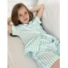 Arshiner Girls Pajamas Summer Outfit Kids Shorts Sets Button Down Loungewear Pjs(Green Stripes)