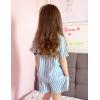 Arshiner Girls Pajamas Summer Outfit Kids Shorts Sets Button Down Loungewear Pjs(Light Blue Stripes)