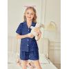Arshiner Girls Pajamas Summer Outfit Kids Shorts Sets Button Down Loungewear Pjs(Navy Polka Dots)