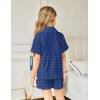 Arshiner Girls Pajamas Summer Outfit Kids Shorts Sets Button Down Loungewear Pjs(Navy Polka Dots)