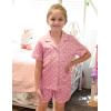 Arshiner Girls Pajamas Summer Outfit Kids Shorts Sets Button Down Loungewear Pjs(Pink Polka Dots)