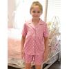 Arshiner Girls Pajamas Summer Outfit Kids Shorts Sets Button Down Loungewear Pjs(Pink Polka Dots)