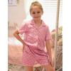 Arshiner Girls Pajamas Summer Outfit Kids Shorts Sets Button Down Loungewear Pjs(Pink Polka Dots)