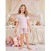 Arshiner Girls Pajamas Summer Outfit Kids Shorts Sets Button Down Loungewear Pjs(Pink Stripes)