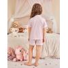 Arshiner Girls Pajamas Summer Outfit Kids Shorts Sets Button Down Loungewear Pjs(Pink Stripes)