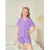 Arshiner Girls Pajamas Summer Outfit Kids Shorts Sets Button Down Loungewear Pjs(Purple Polka Dots)