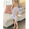Arshiner Girls Pajamas Summer Outfit Kids Shorts Sets Button Down Loungewear Pjs(Purple Stripes)