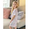 Arshiner Girls Pajamas Summer Outfit Kids Shorts Sets Button Down Loungewear Pjs(Purple Stripes)