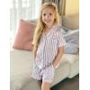 Arshiner Girls Pajamas Summer Outfit Kids Shorts Sets Button Down Loungewear Pjs(Purple Stripes)