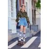Arshiner Girls Puff Long Sleeve Shirts Crew Neck Lantern Sleeve Tunic Tops Casual Shirts for Gilrs Soft Comfy Blouses(Army Green)