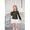 Arshiner Girls Puff Long Sleeve Shirts Crew Neck Lantern Sleeve Tunic Tops Casual Shirts for Gilrs Soft Comfy Blouses(Army Green)