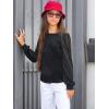 Arshiner Girls Puff Long Sleeve Shirts Crew Neck Lantern Sleeve Tunic Tops Casual Shirts for Gilrs Soft Comfy Blouses(Black)