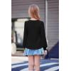 Arshiner Girls Puff Long Sleeve Shirts Crew Neck Lantern Sleeve Tunic Tops Casual Shirts for Gilrs Soft Comfy Blouses(Black)