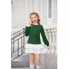 Arshiner Girls Puff Long Sleeve Shirts Crew Neck Lantern Sleeve Tunic Tops Casual Shirts for Gilrs Soft Comfy Blouses(Green)
