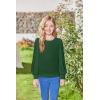 Arshiner Girls Puff Long Sleeve Shirts Crew Neck Lantern Sleeve Tunic Tops Casual Shirts for Gilrs Soft Comfy Blouses(Green)