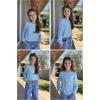 Arshiner Girls Puff Long Sleeve Shirts Crew Neck Lantern Sleeve Tunic Tops Casual Shirts for Gilrs Soft Comfy Blouses(Light Blue)