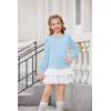Arshiner Girls Puff Long Sleeve Shirts Crew Neck Lantern Sleeve Tunic Tops Casual Shirts for Gilrs Soft Comfy Blouses(Light Blue)