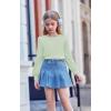 Arshiner Girls Puff Long Sleeve Shirts Crew Neck Lantern Sleeve Tunic Tops Casual Shirts for Gilrs Soft Comfy Blouses(Light Green)