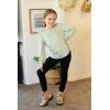 Arshiner Girls Puff Long Sleeve Shirts Crew Neck Lantern Sleeve Tunic Tops Casual Shirts for Gilrs Soft Comfy Blouses(Light Green)