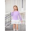 Arshiner Girls Puff Long Sleeve Shirts Crew Neck Lantern Sleeve Tunic Tops Casual Shirts for Gilrs Soft Comfy Blouses(Lilac)