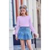 Arshiner Girls Puff Long Sleeve Shirts Crew Neck Lantern Sleeve Tunic Tops Casual Shirts for Gilrs Soft Comfy Blouses(Lilac)