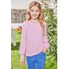 Arshiner Girls Puff Long Sleeve Shirts Crew Neck Lantern Sleeve Tunic Tops Casual Shirts for Gilrs Soft Comfy Blouses(Pink)