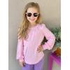 Arshiner Girls Puff Long Sleeve Shirts Crew Neck Lantern Sleeve Tunic Tops Casual Shirts for Gilrs Soft Comfy Blouses(Pink)