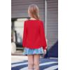 Arshiner Girls Puff Long Sleeve Shirts Crew Neck Lantern Sleeve Tunic Tops Casual Shirts for Gilrs Soft Comfy Blouses(Red)