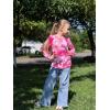Arshiner Girls Puff Long Sleeve Shirts Crew Neck Lantern Sleeve Tunic Tops Casual Shirts for Gilrs Soft Comfy Blouses(Tie Dye Rose Pink)