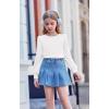 Arshiner Girls Puff Long Sleeve Shirts Crew Neck Lantern Sleeve Tunic Tops Casual Shirts for Gilrs Soft Comfy Blouses(White)